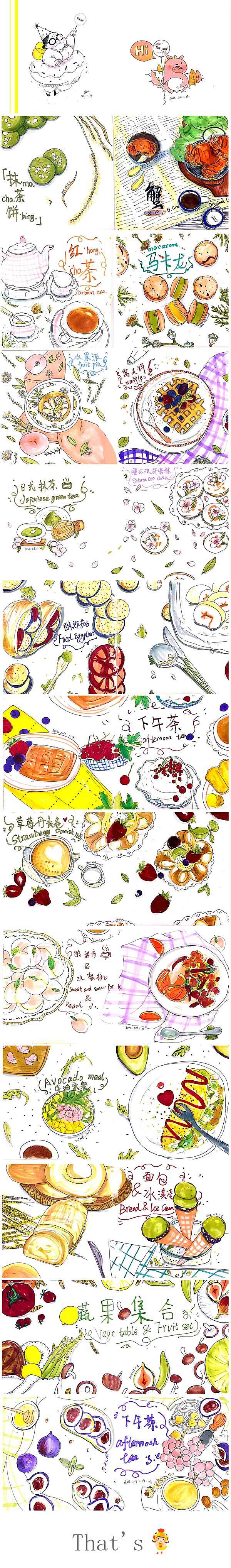 吃货手账（图ZODAzODY5NzI=） - 新锐潮流插画 - 站酷设计师撑着伞原创素材 - 站酷ZCOOL