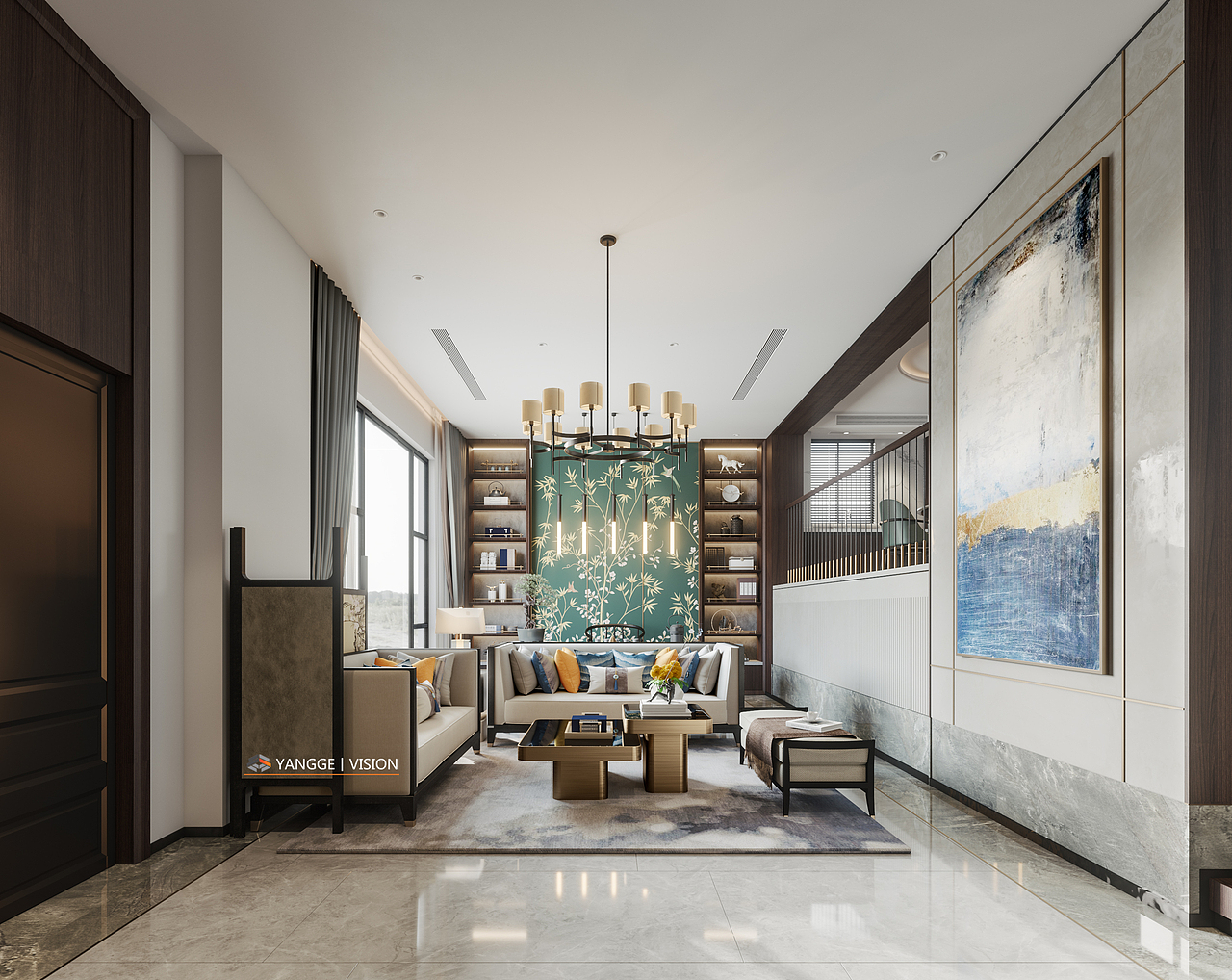 中式客厅（图ZMjA0MDYxNTAw） - 家装设计 - 站酷设计师画图小哥原创素材 - 站酷ZCOOL