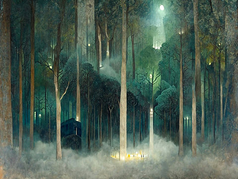 AI绘画档案馆｜月光森林