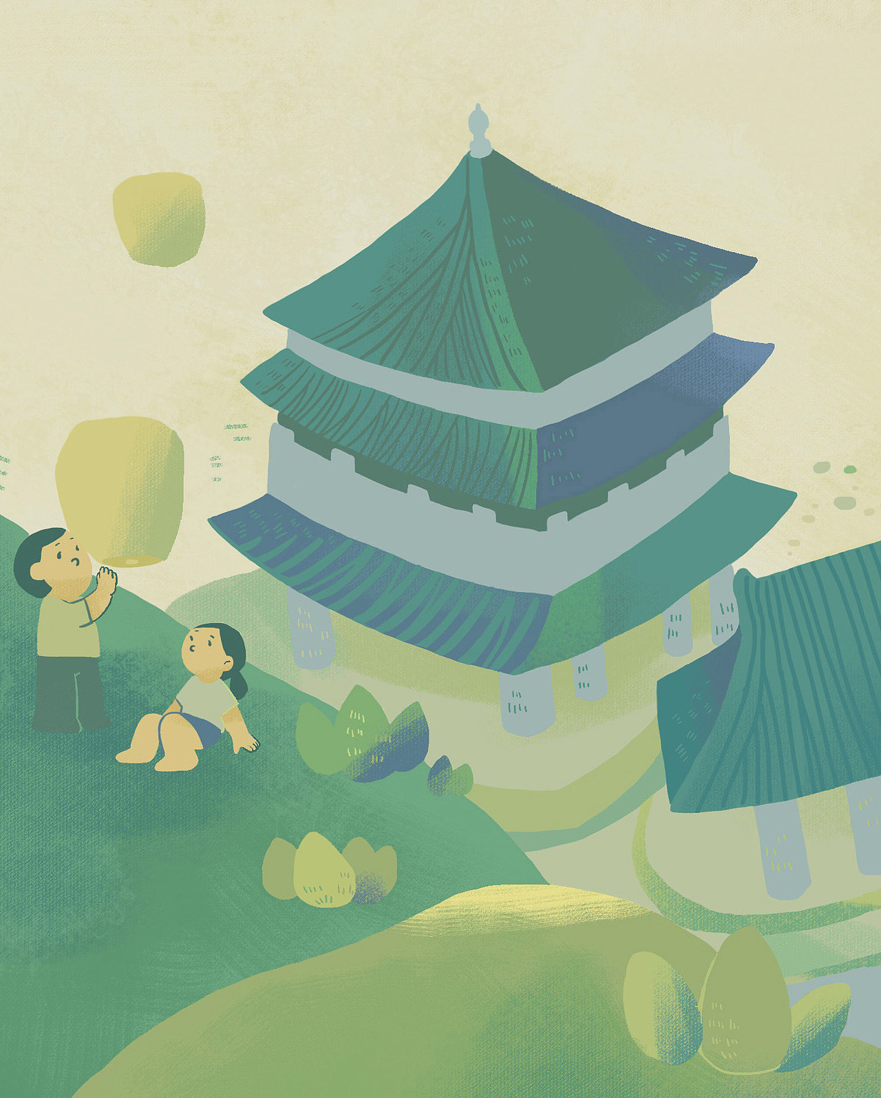 ●在早期节假日的将军山公园夜空,孔明灯像繁星闪闪发光