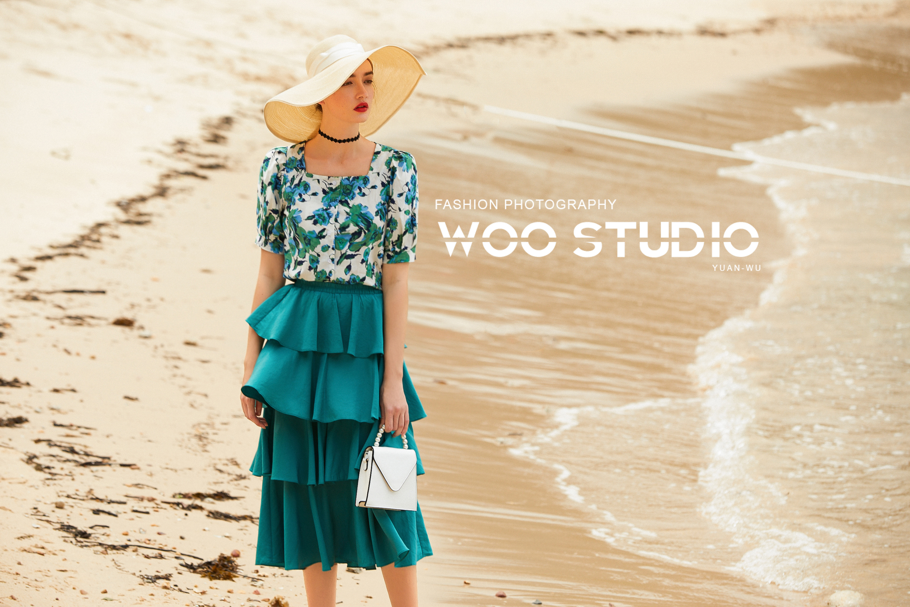 欧美模特外景拍摄 服装海景摄影 女装拍照外模拼拍图片