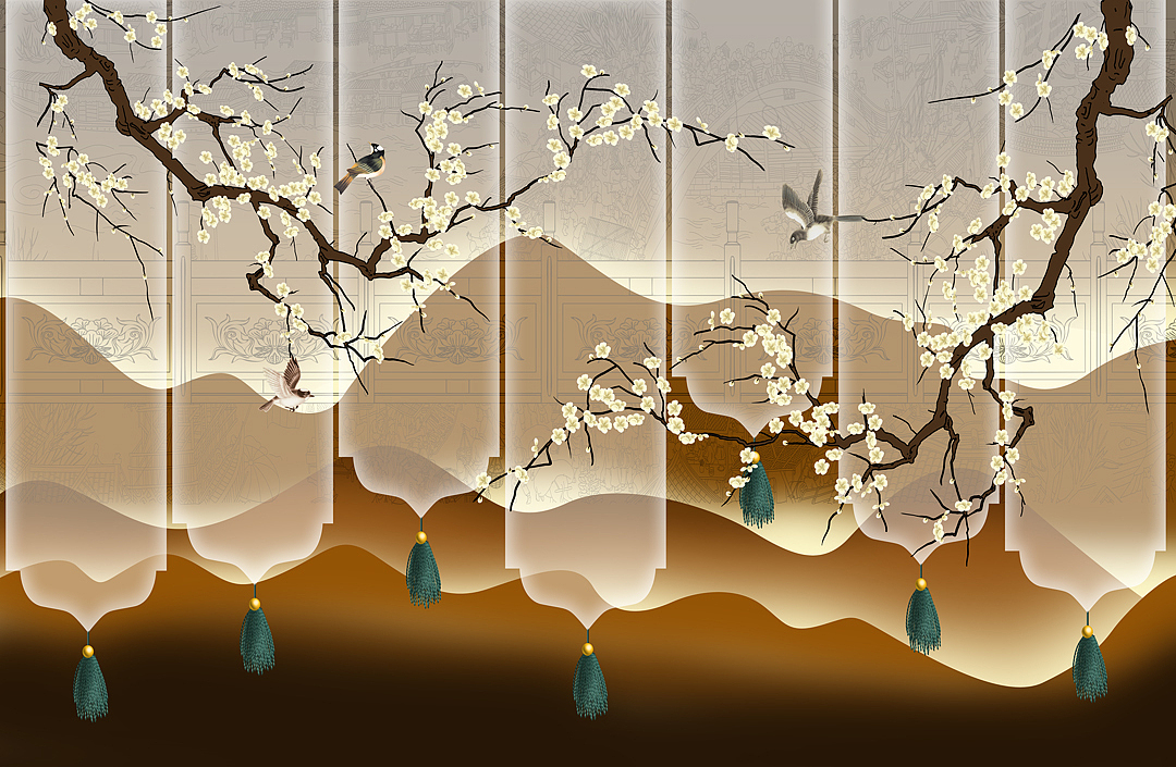 2023花鸟（图ZMzI4ODA0OTcy） - 商业插画 - 站酷设计师新中式纱画图库原创素材 - 站酷ZCOOL