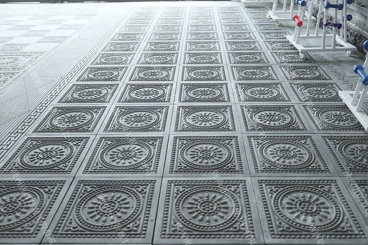 唐语园林仿古地砖唐莲40cm铺贴效果图砖雕案例