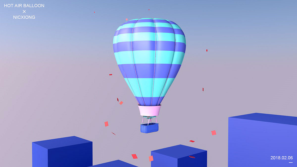 c4d-动效(旋转的热气球)