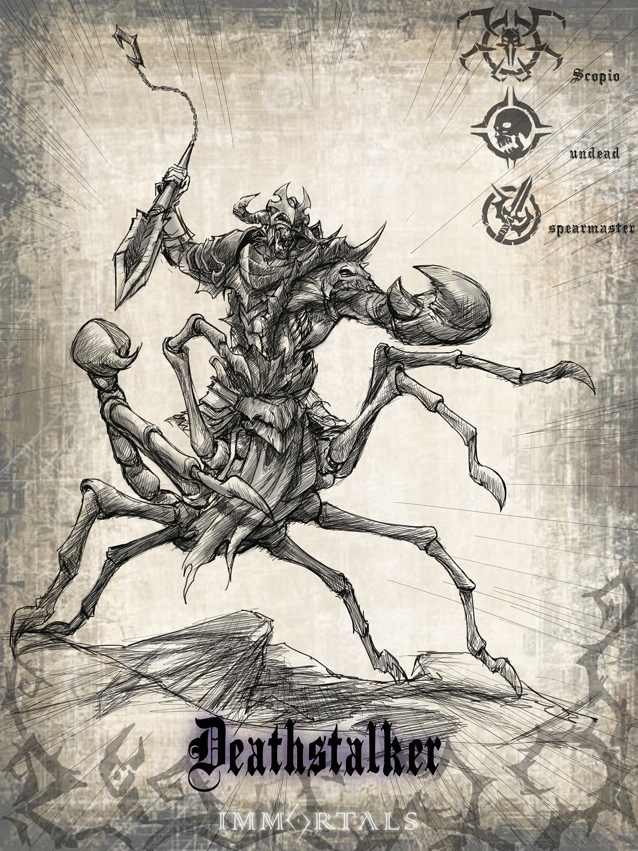 创作背景:邪神战败迫落人间,企图吞噬其魔躯的蝎子反被侵占躯壳,最终