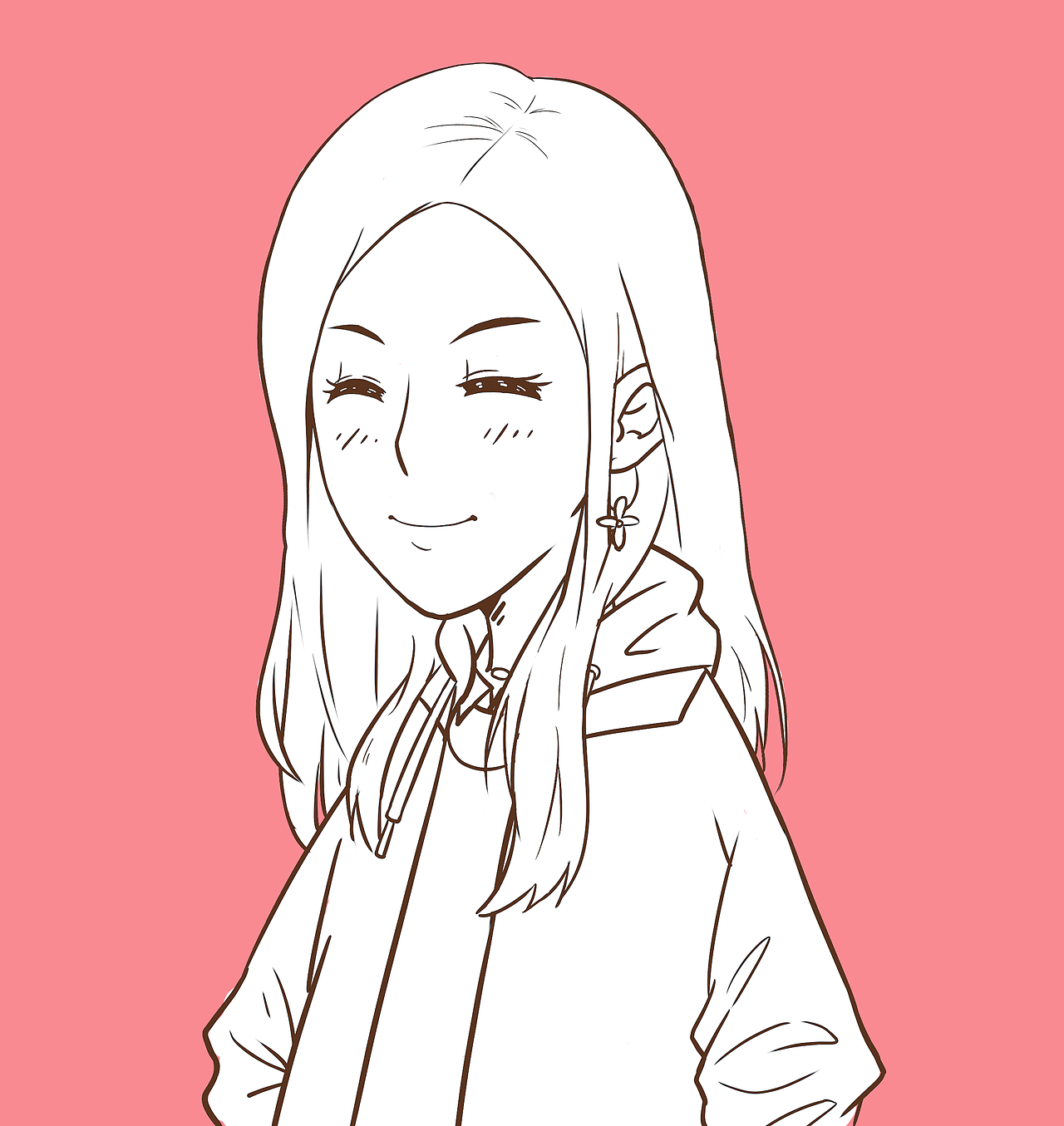 手绘半身头像自画像