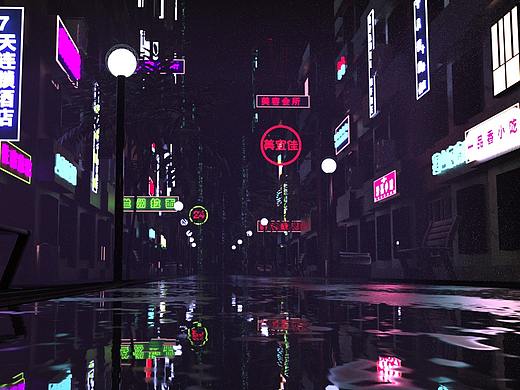 街道视图   电视视觉  C4D渲染模仿街道 OC海报