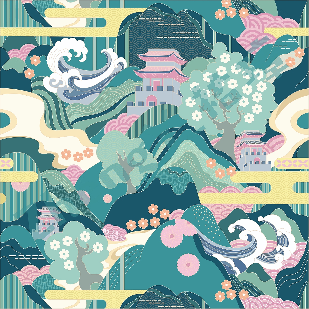 课堂练习 四方连续插画纹样设计