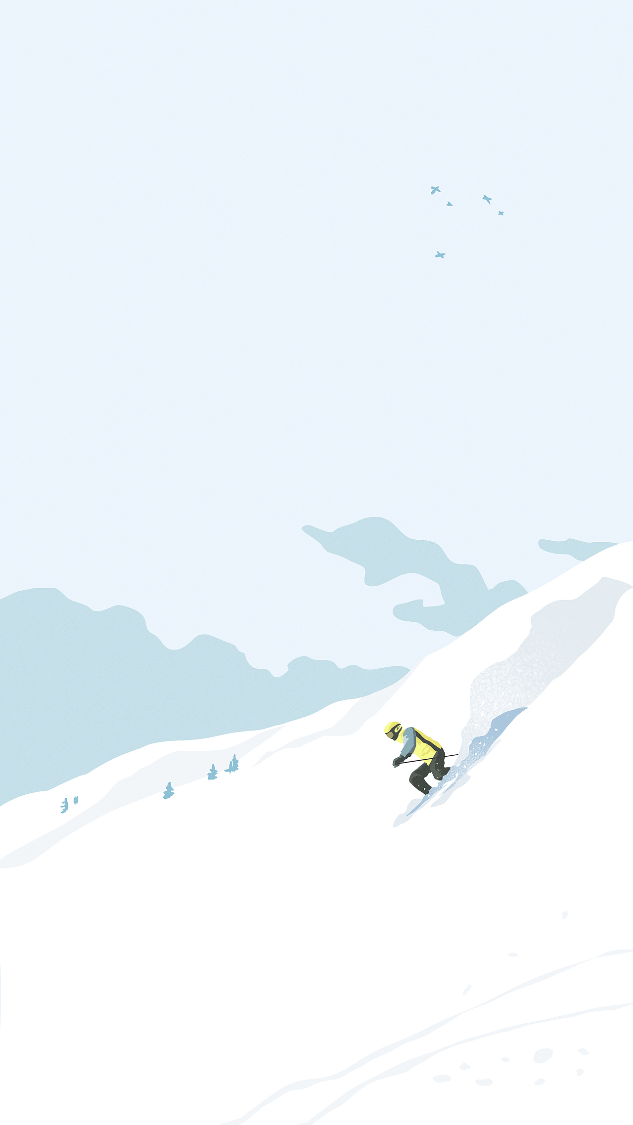 02滑雪插画雪山风景