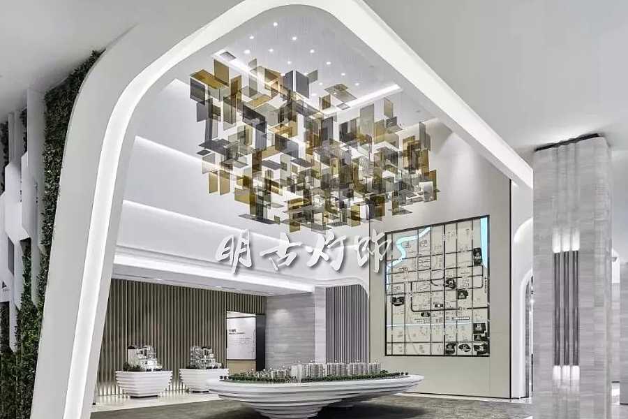 售楼部彩色艺术吊灯组合 明古灯饰（图ZMjE5MTU0OTI4） - 家装设计 - 站酷设计师明古灯饰定制图库原创素材 - 站酷ZCOOL