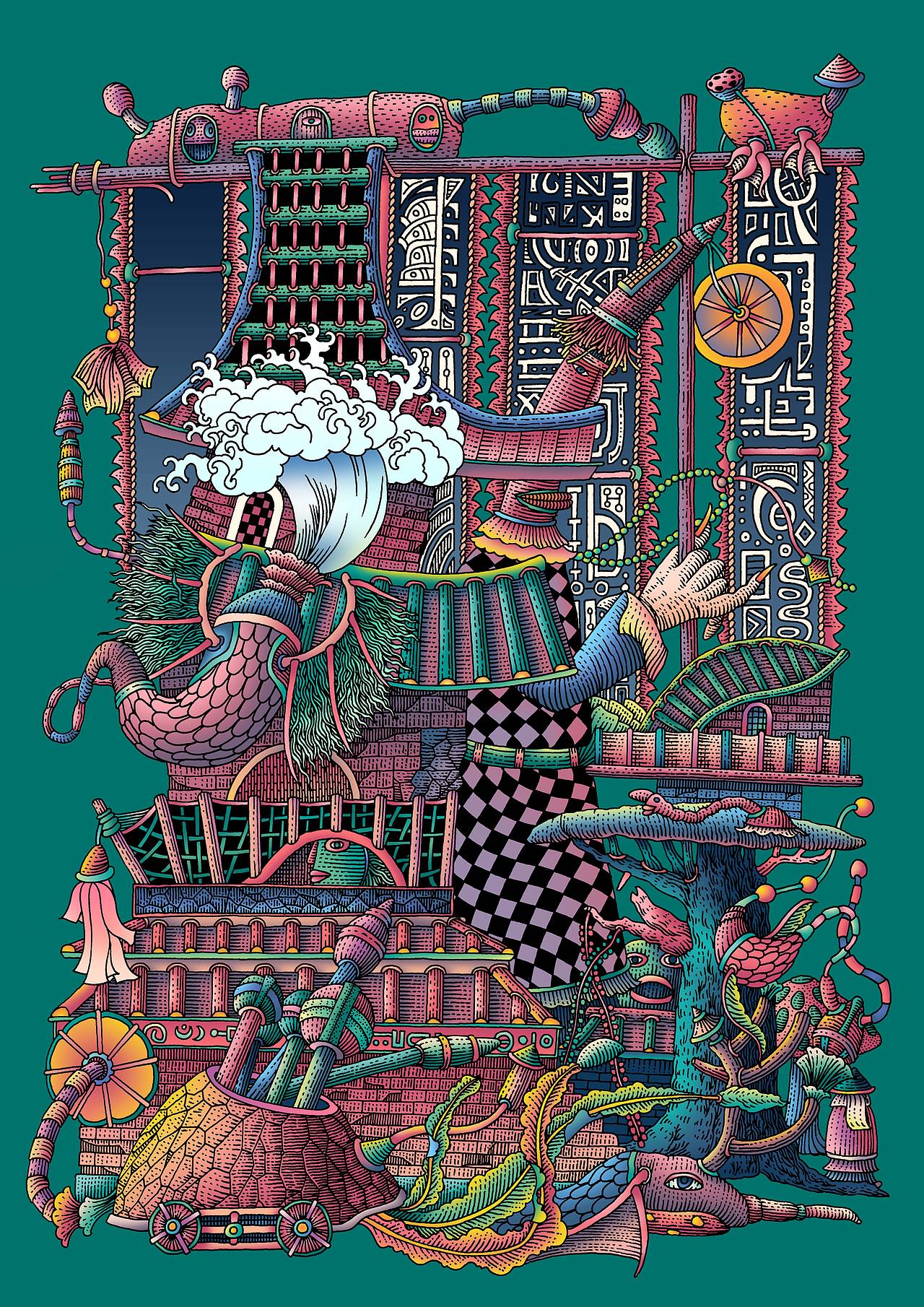 山海经系列寂静园三部曲(图ZMzEzNTIyNzI4) - 艺术插画 - 站酷设计师八月李插画原创素材 - 站酷ZCOOL