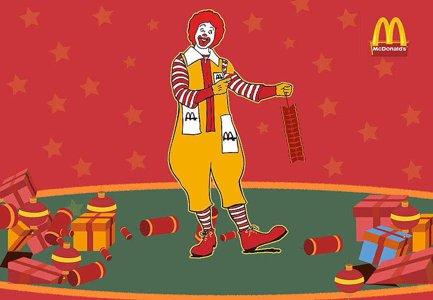 麦当劳自拍墙绘画设计