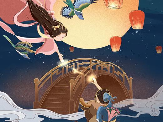 傳統(tǒng)節(jié)日——七夕節(jié)（個人主頁-ZNDcyMDgxMDQ=） - 創(chuàng)作習作 - 站酷設計師李叮當原創(chuàng)素材 - 站酷ZCOOL