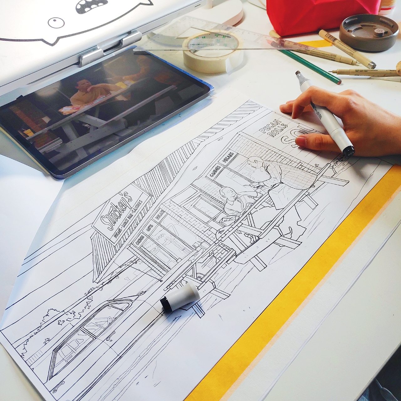 手绘电影《绿皮书》场景