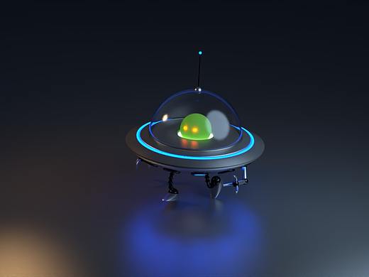 飞碟走路场景动画