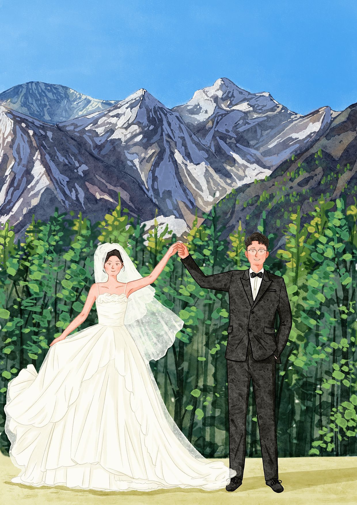 手绘婚礼💐｜自然系婚礼插画合集（图ZMzU1Njc4NDUy） - 创作习作 - 站酷设计师爱画画的嘟妈原创素材 - 站酷ZCOOL