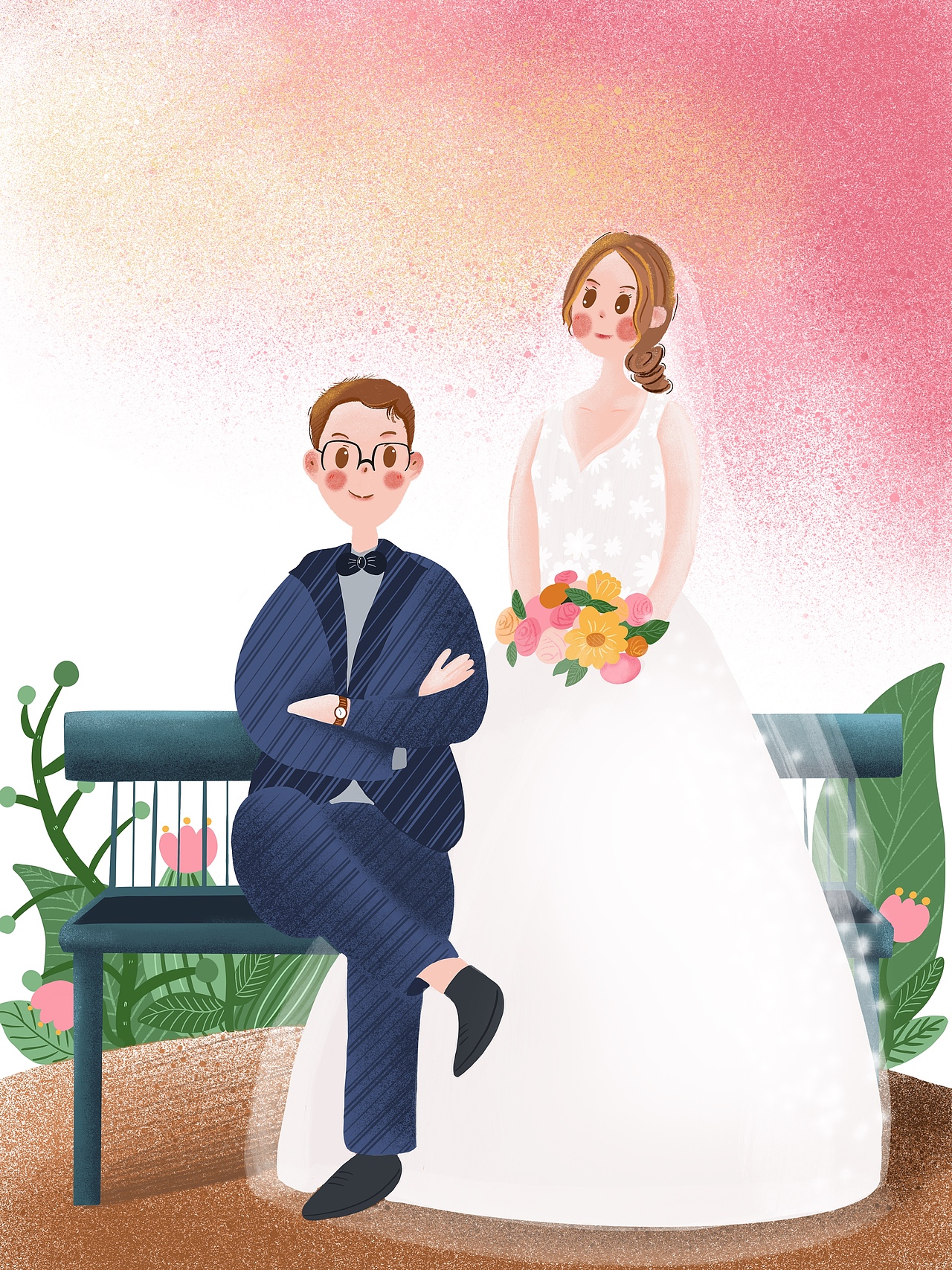 婚纱插画（图ZMTczNTQ1NzY4） - 创作习作 - 站酷设计师黄小黄手绘原创素材 - 站酷ZCOOL