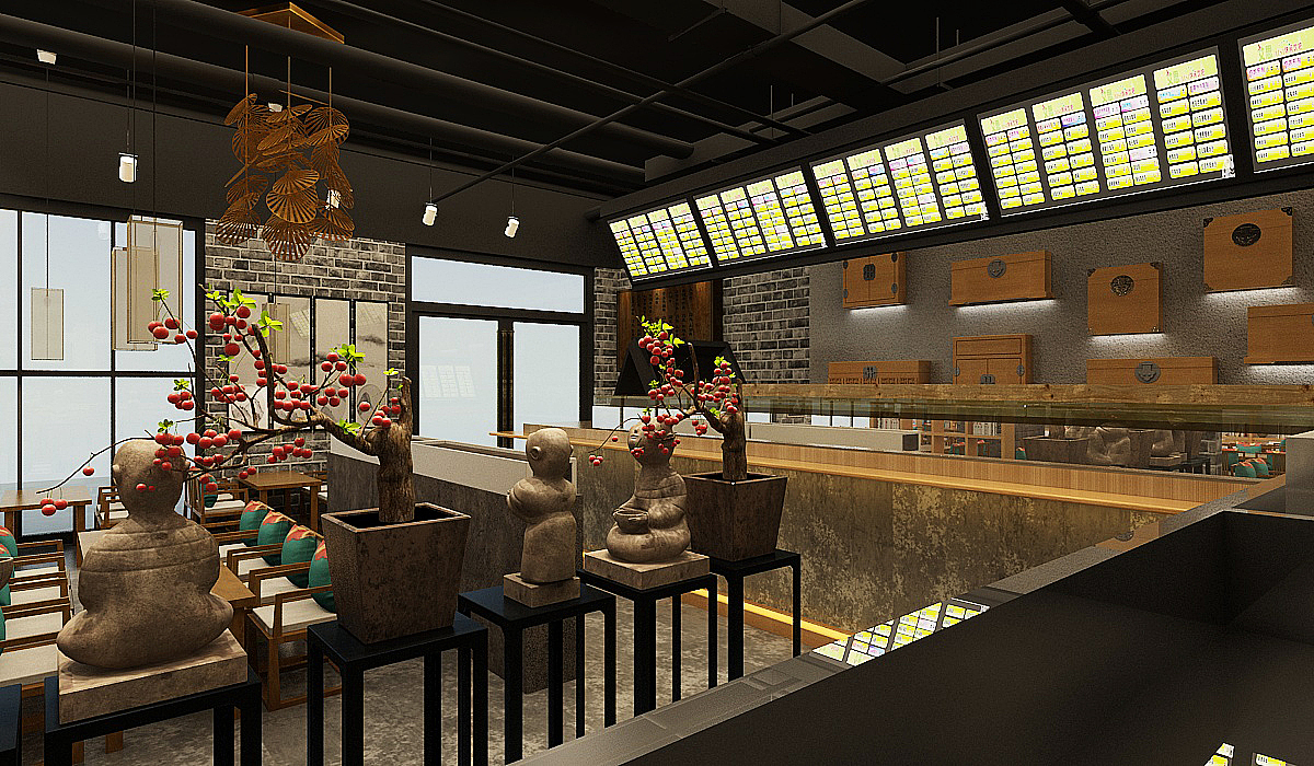 中式面馆店面设计 知味伊麺 店面效果图（图ZMTEzMTkwNjIw） - 建筑设计 - 站酷设计师星空工作室原创素材 - 站酷ZCOOL