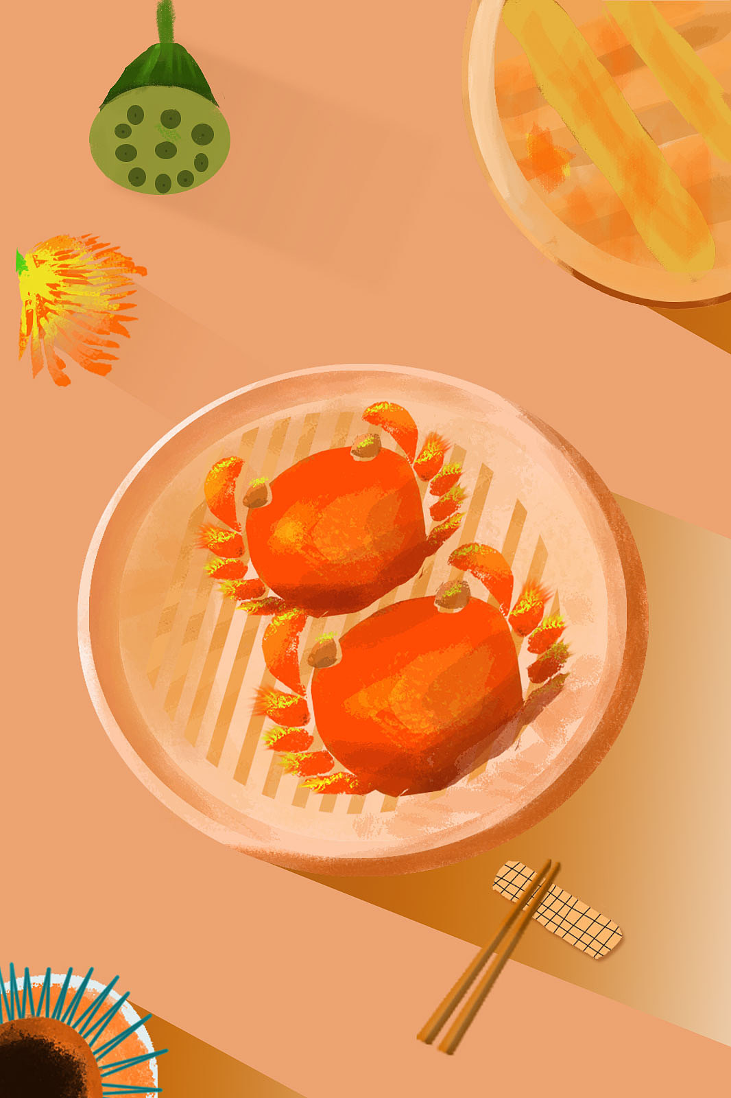 手绘大闸蟹（图ZMTY4NDM4MDky） - 海报 - 站酷设计师自律人生原创素材 - 站酷ZCOOL