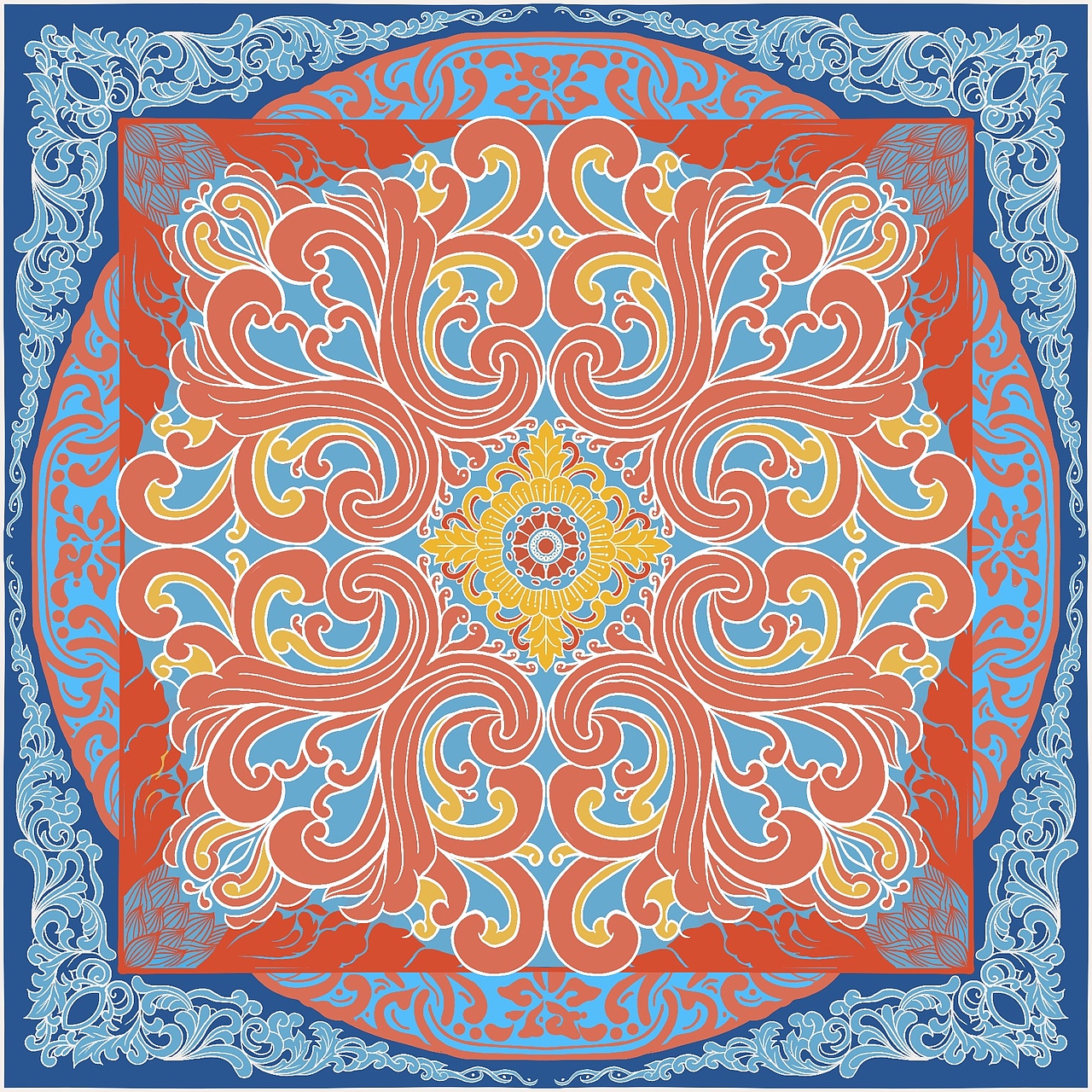 中国传统纹样丝巾图案设计