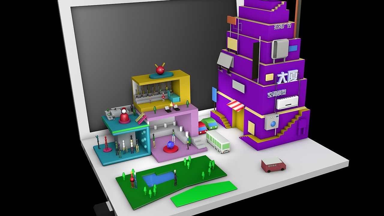c4d 电商场景建筑模型