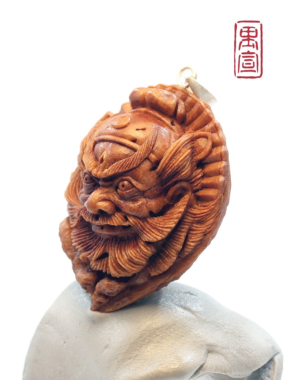 钟馗桃核雕刻吊坠