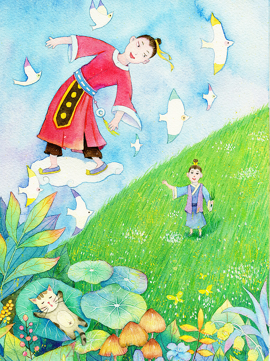 绘本插画：如果你会飞（图ZNjM0Njg1NTI=） - 商业插画 - 站酷设计师LONGHYIBI原创素材 - 站酷ZCOOL