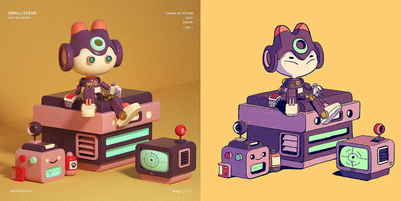 C4D与插画结合练习（图ZMTg3MTA4NDA4） - 动画/影视 - 站酷设计师佐伊_Zoey原创素材 - 站酷ZCOOL