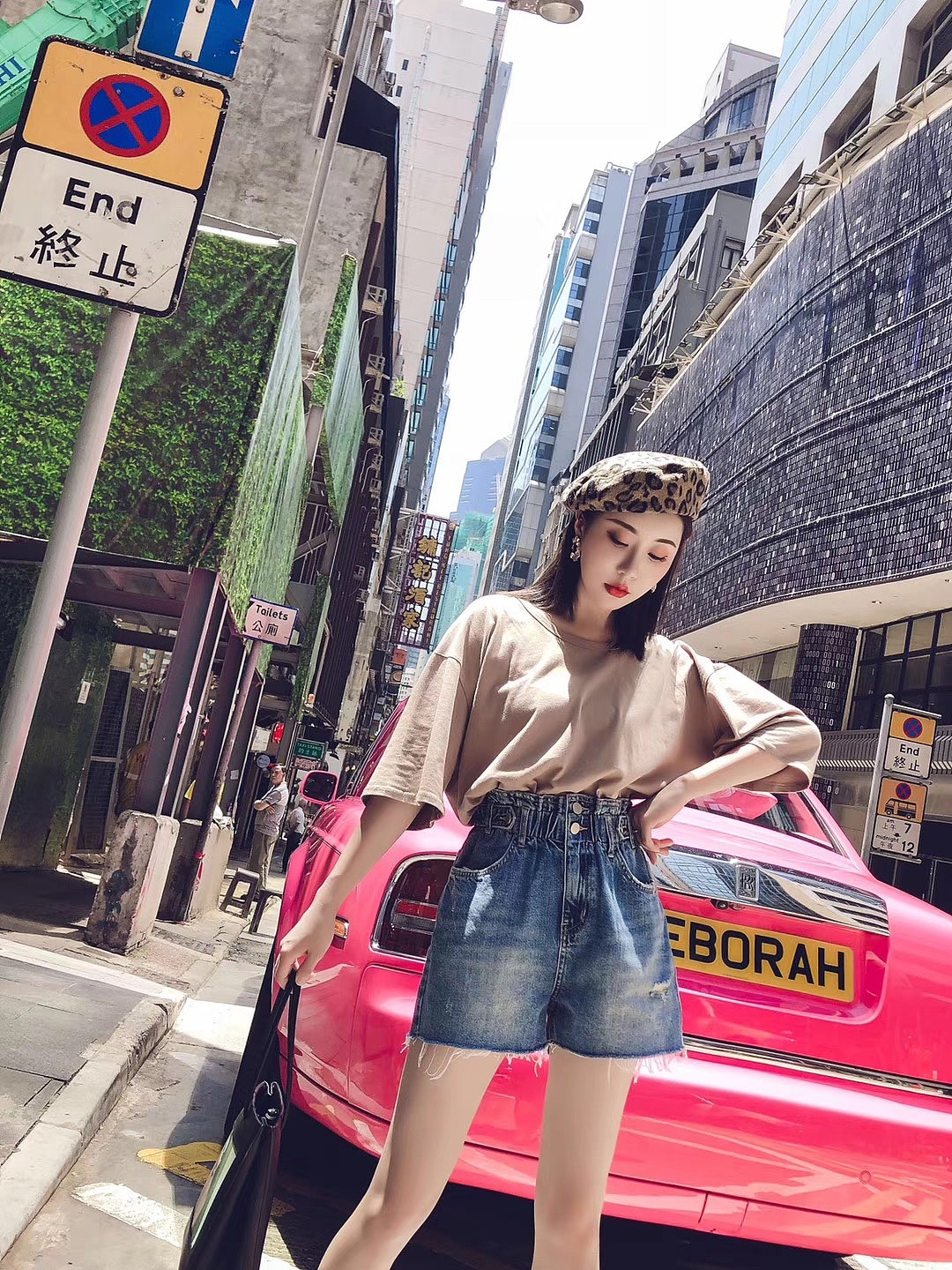 模特希文 香港旅 拍背带裤拍摄 牛仔裤拍摄 短裤拍摄