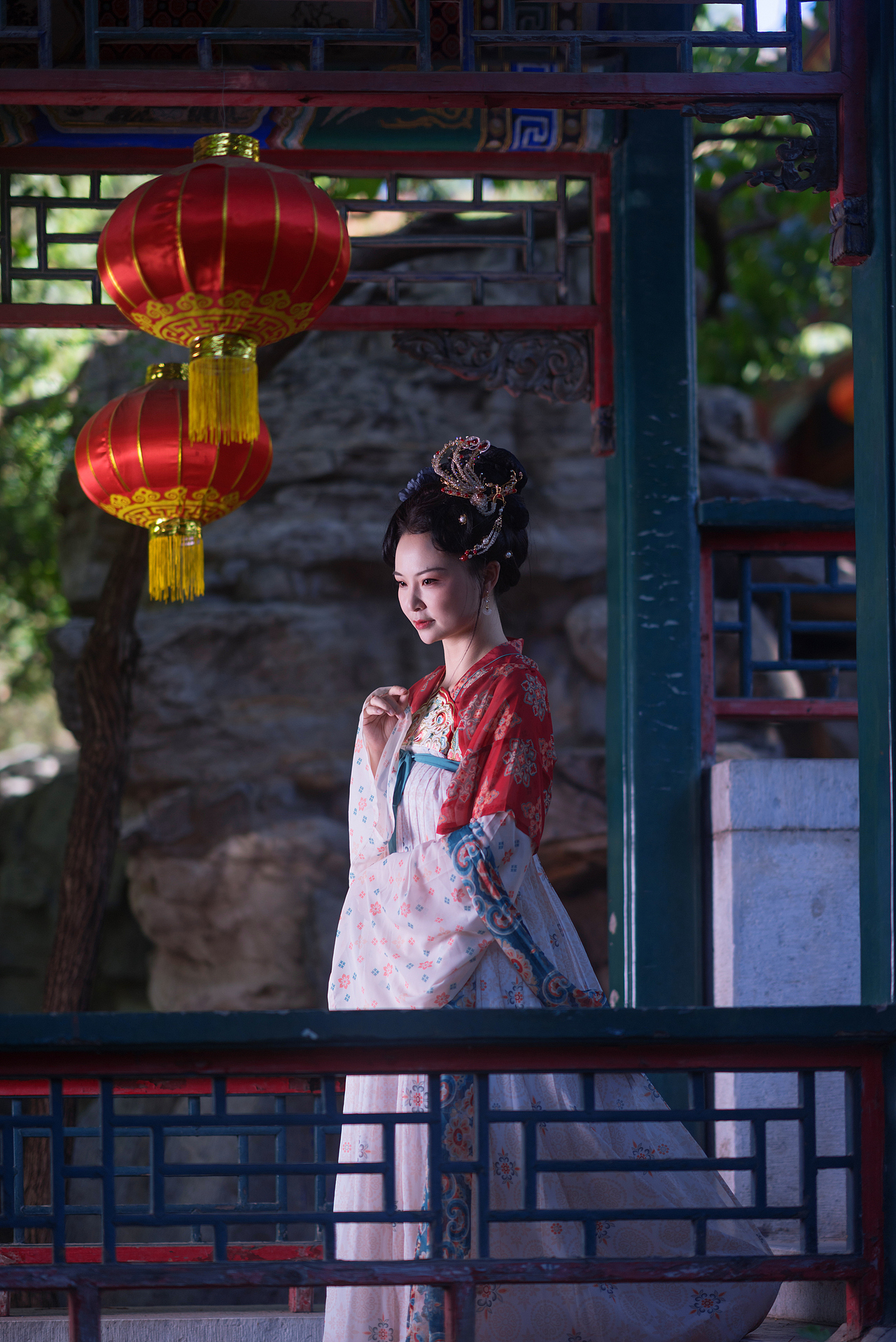 北京大观园唐风汉服拍摄