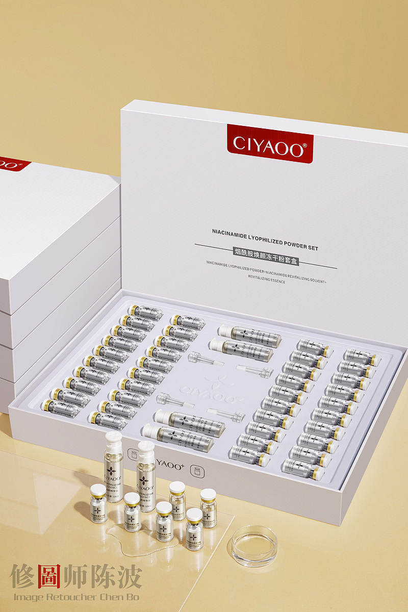 瓷雅冻干粉小金瓶-美妆产品静物场景拍摄精修（图ZMjc0NjExODky） - 产品摄影 - 站酷设计师修图师陈波原创素材 - 站酷ZCOOL