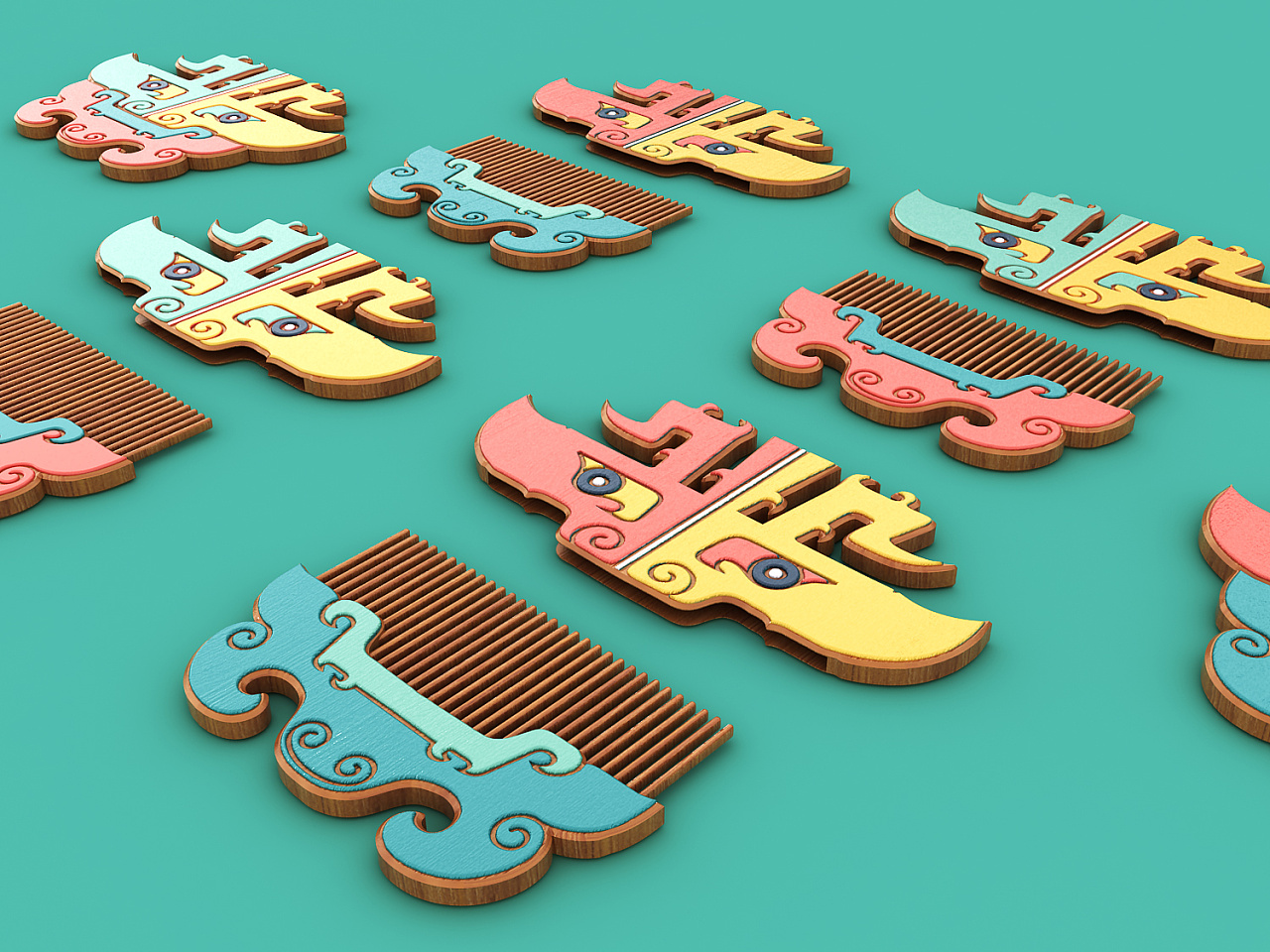 双面兽纹梳|工业/产品|生活用品|风之翼1983 - 原创作品 - 站酷