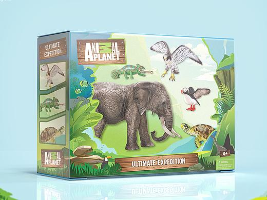一组插画风格的玩具包装设计