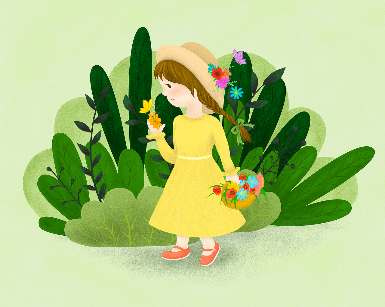 插画春姑娘秋姑娘