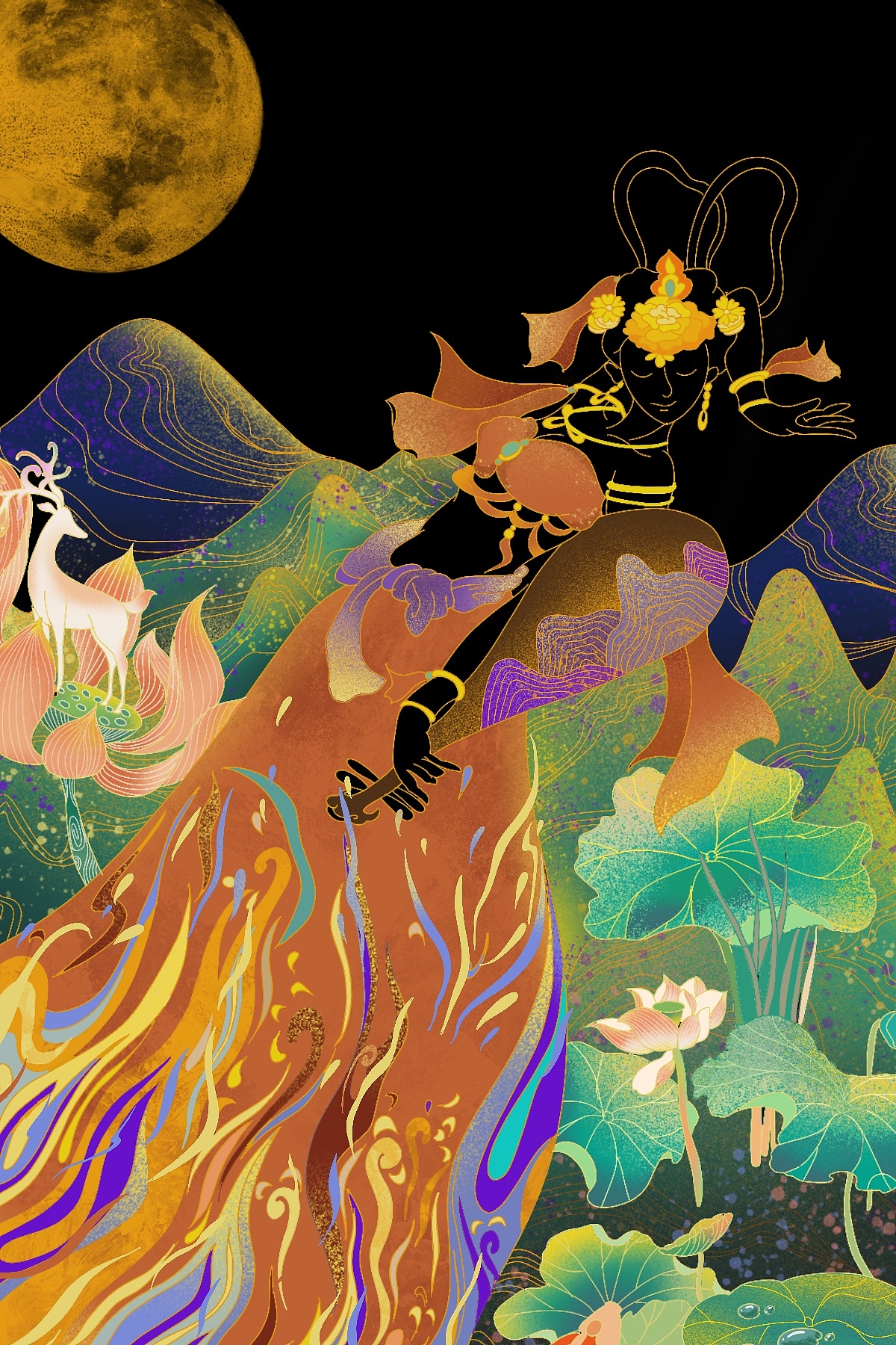 “敦煌飞天”插画（图ZMjc4ODQ2OTY0） - 海报 - 站酷设计师奶油小方O原创素材 - 站酷ZCOOL