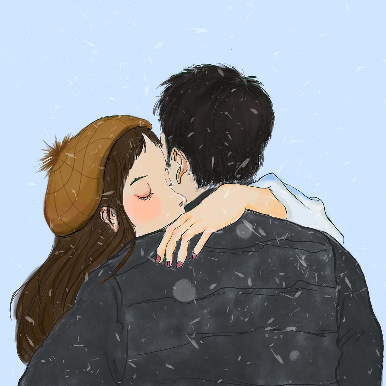 以此插画送给我亲爱的,纪念我们四年的爱情