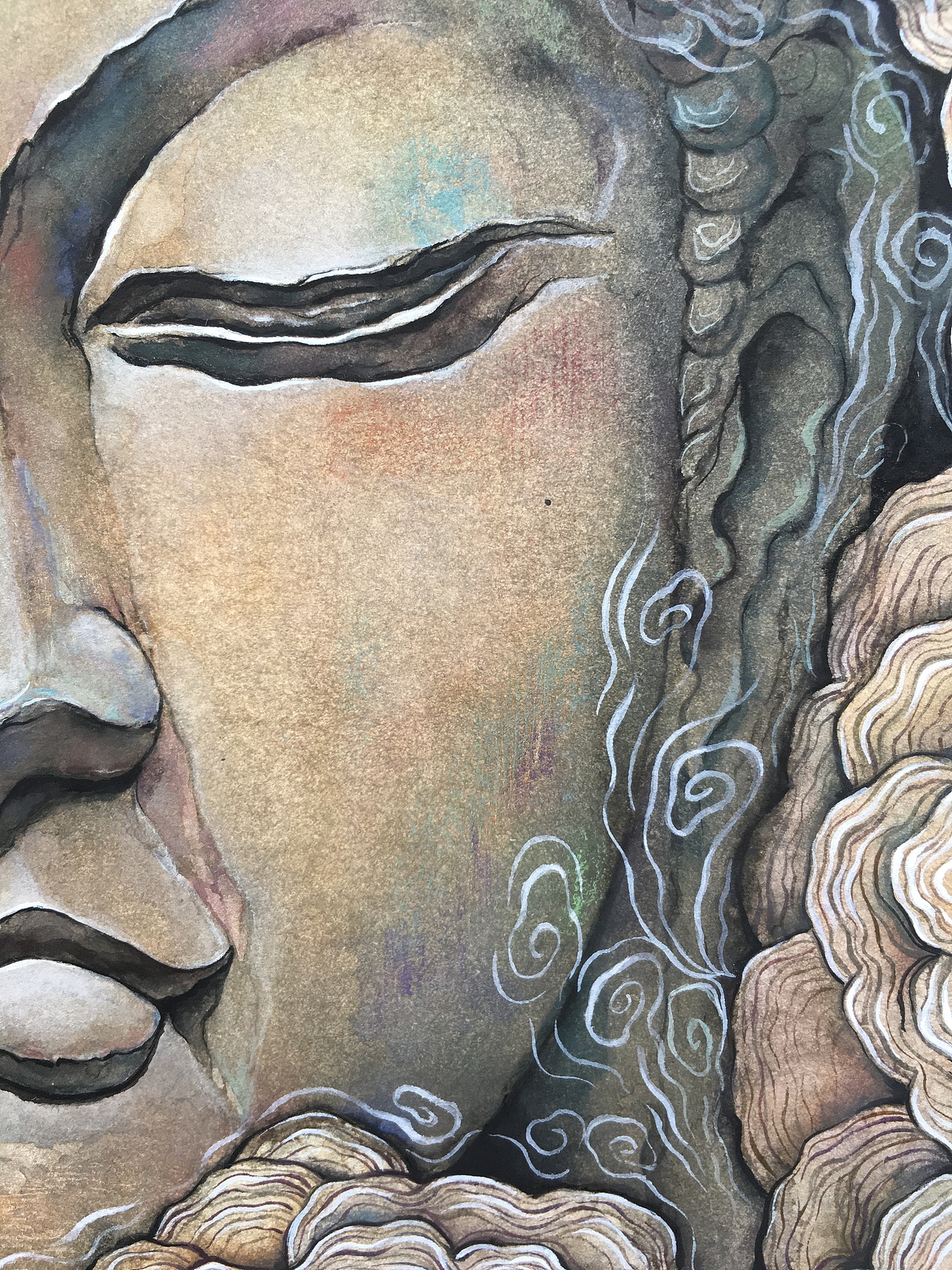 原创水彩插画～抚琴赞佛（图ZMjQxNDE0NDY4） - 艺术插画 - 站酷设计师宝贝儿呆沈琦原创素材 - 站酷ZCOOL
