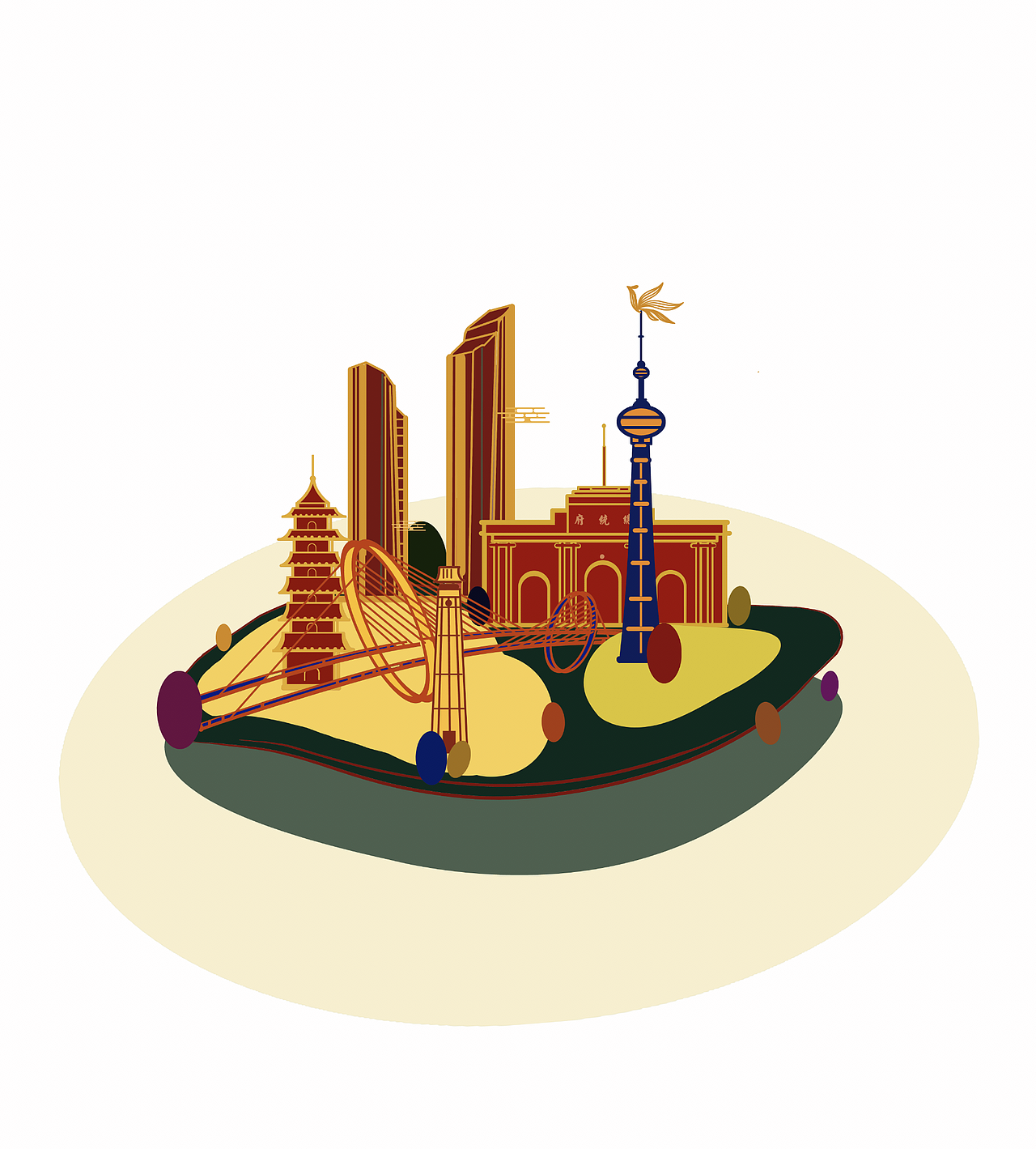 扁平城市插画｜礼品包装设计（图ZMjgzNDcyMDU2） - 商业插画 - 站酷设计师郁蓟原创素材 - 站酷ZCOOL