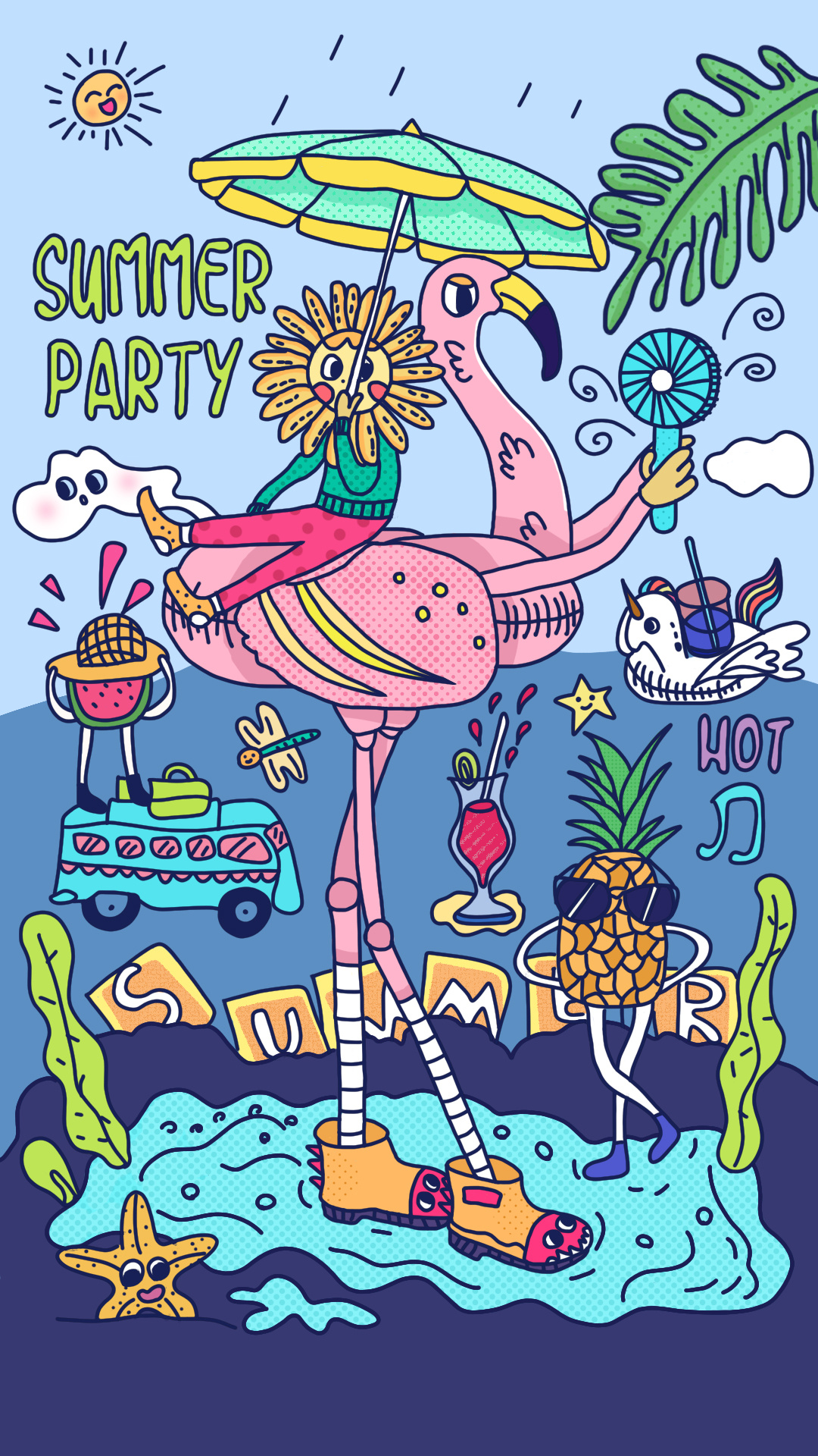 夏日派对|插画|插画习作|uncle辉大叔 - 临摹作品 - 站酷 (zcool)