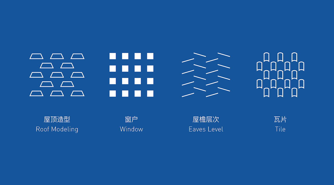 公寓为西班牙建筑风格,提取建筑屋顶造型、窗户、屋檐层次及瓦片造型作为品牌的辅助图形。