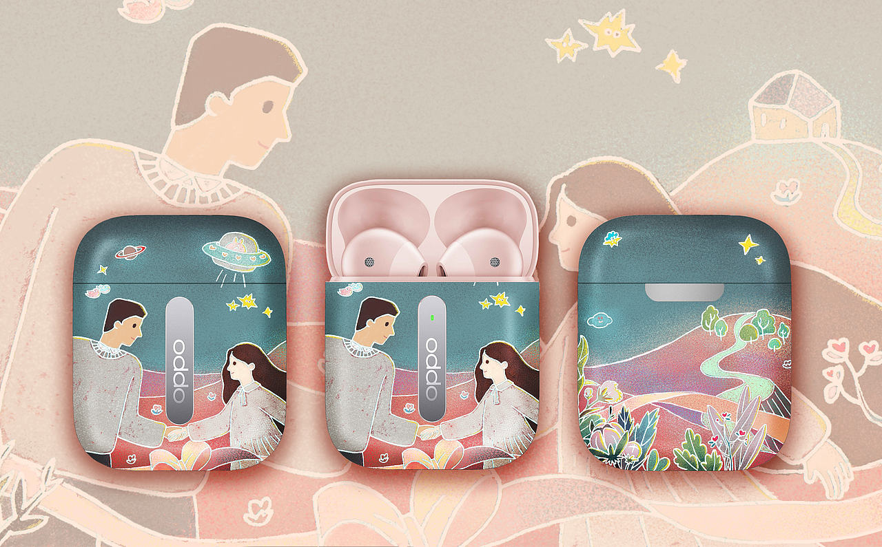 OPPO Enco Free 耳机套设计——聆听爱的声音（图ZMTkyMTcxNTgw） - 图案 - 站酷设计师一粒瓜梓原创素材 - 站酷ZCOOL
