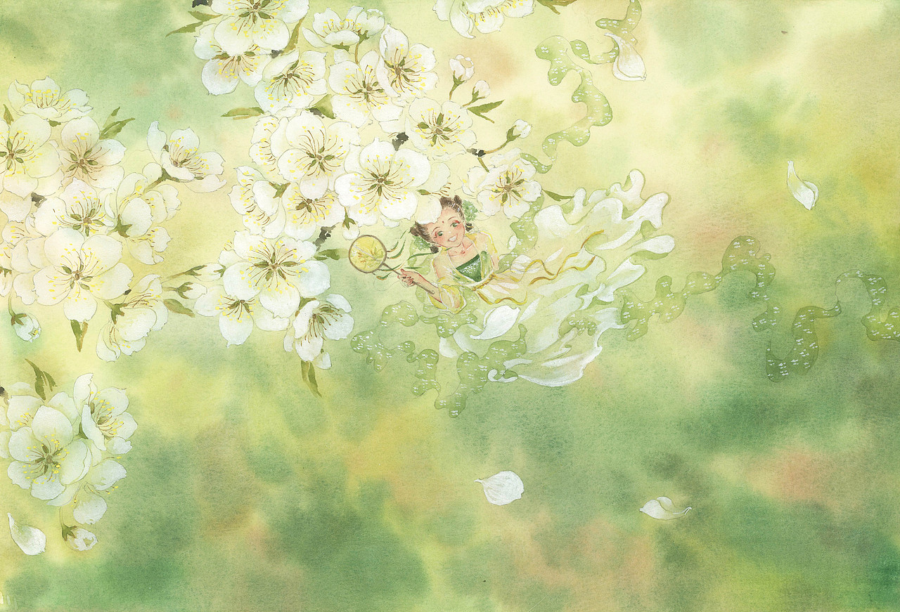 春日梨花（图ZMjAwOTE0MTM2） - 艺术插画 - 站酷设计师0水间0原创素材 - 站酷ZCOOL
