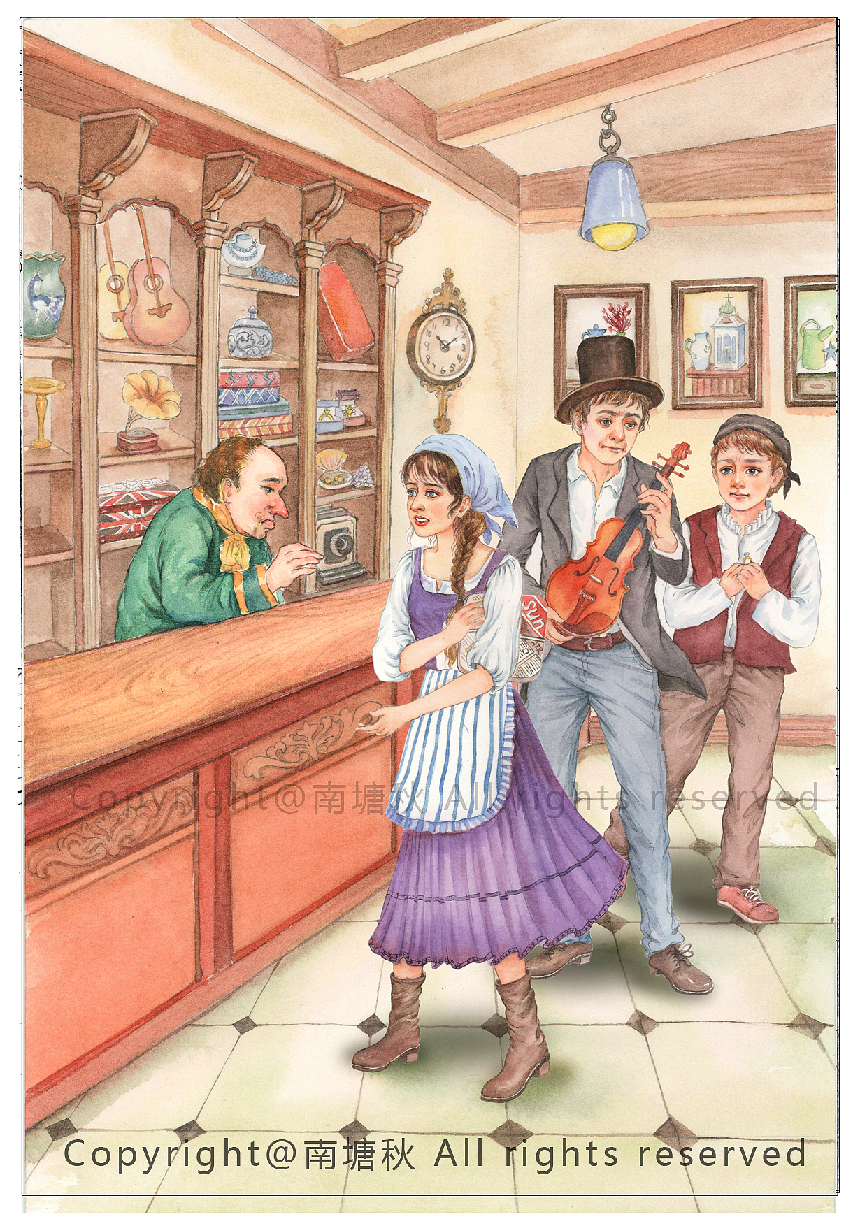 欧美少年故事偏写实插画--保罗的幸运袋