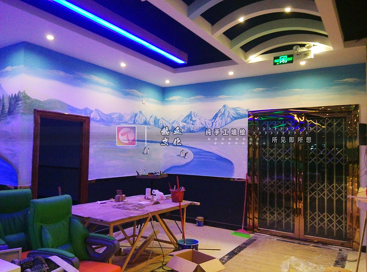 网咖墙绘石排鑫盟网络会所 墙绘壁画