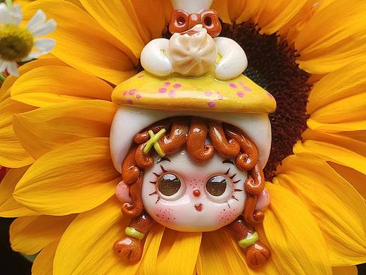 粘土手工胸针 牧鹅姑娘～