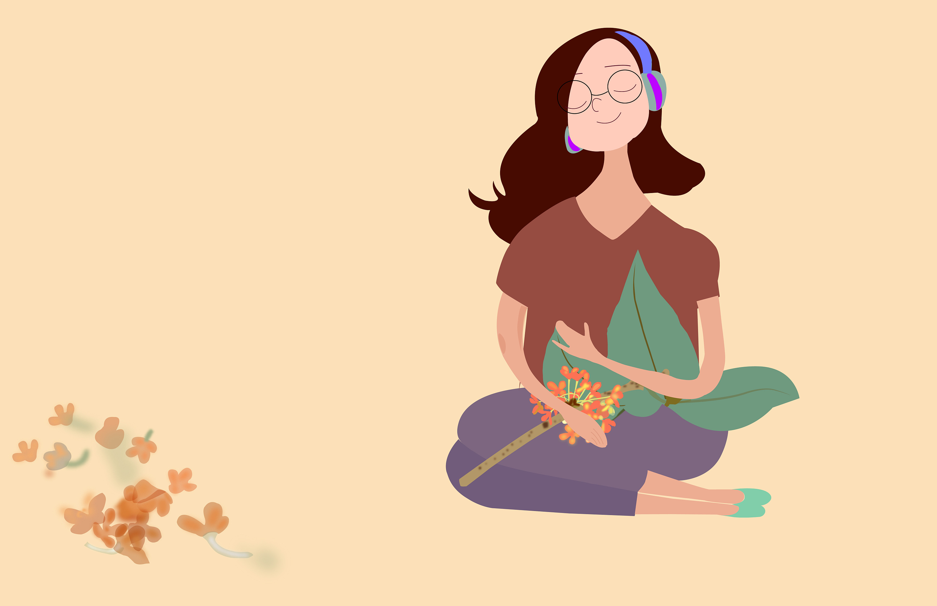 欣赏音乐的女孩|插画|插画习作|eltzn - 原创作品 - 站酷 (zcool)