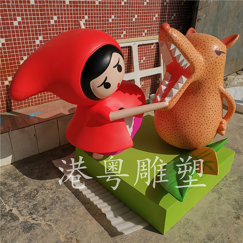 定做可爱玻璃钢形象卡通IP雕塑树脂公园游乐园商场摆件