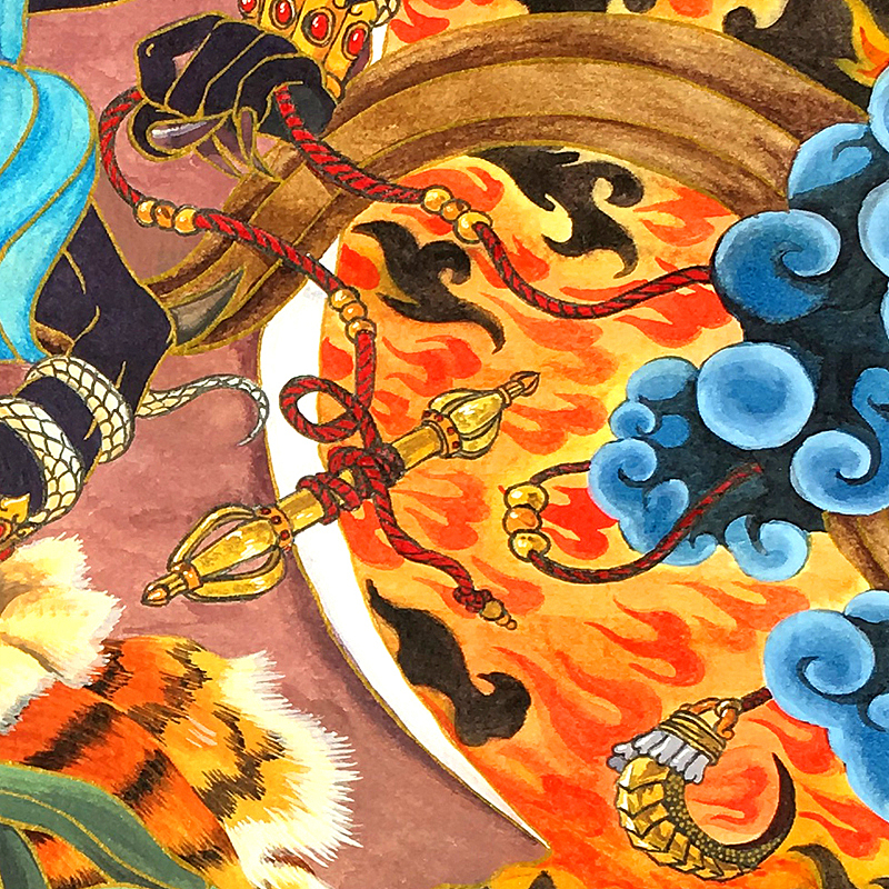 手绘六臂大黑天