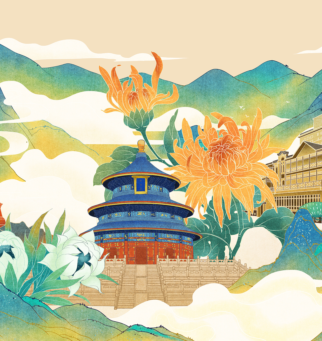 中国建筑（图ZMjg2ODE5MDI0） - 艺术插画 - 站酷设计师阴阳镜原创素材 - 站酷ZCOOL