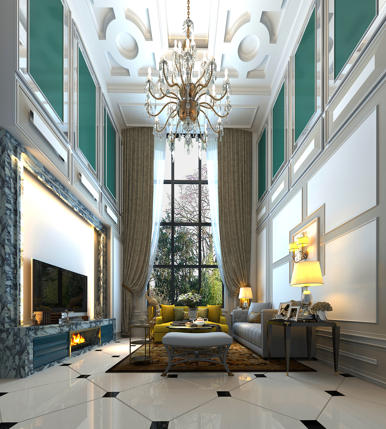 一个二层楼的客厅